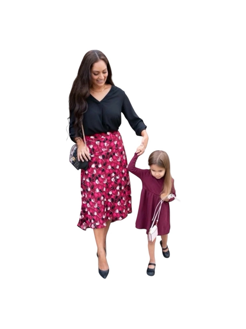 CABI.  Pink Black Floral Print High-Low Hem Side Zip Closure Skirt Size 8